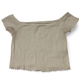 Aeropostale Cream Off-Shoulder Crop Top